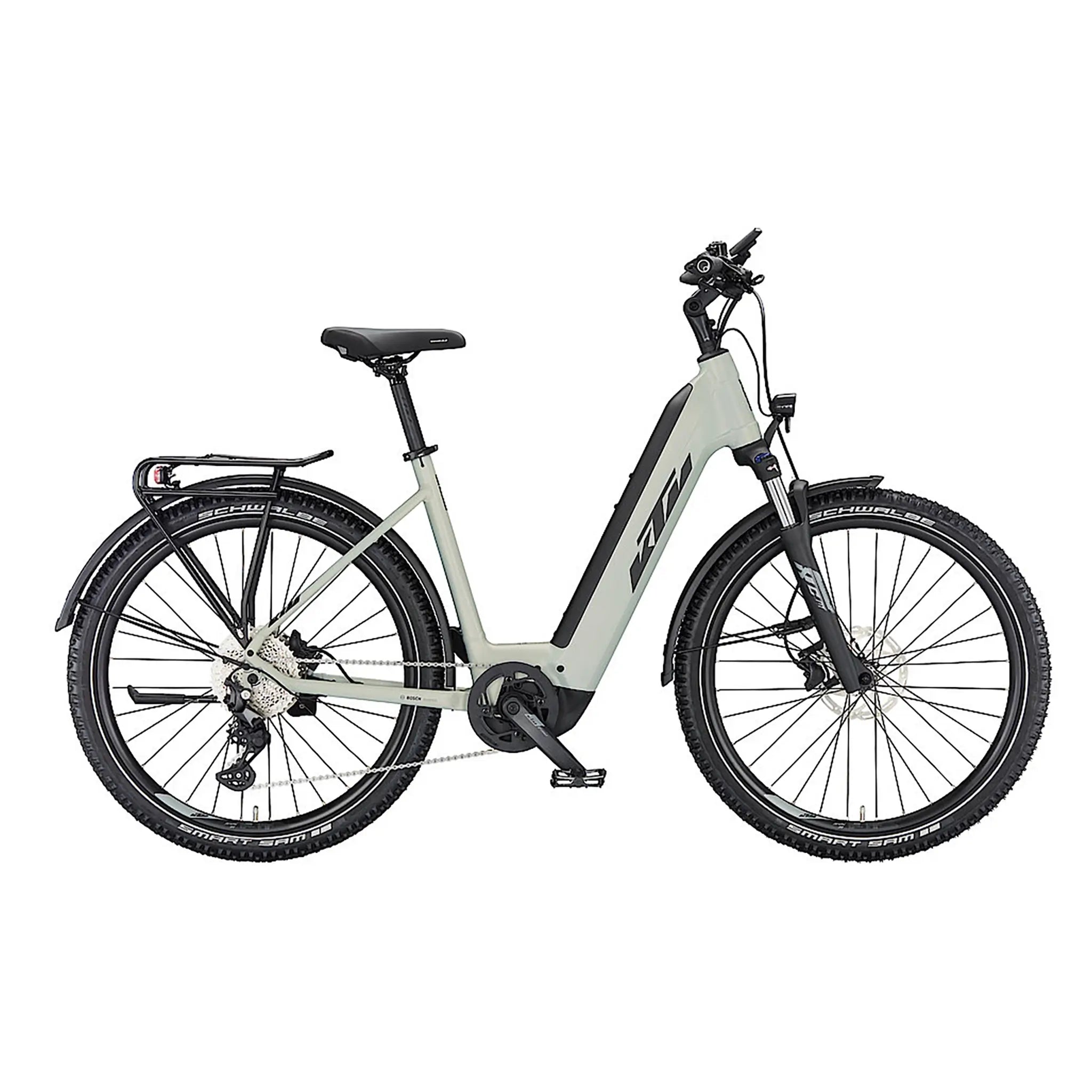 KTM Macina Aera 571 LFC step-through electric bike, side profile